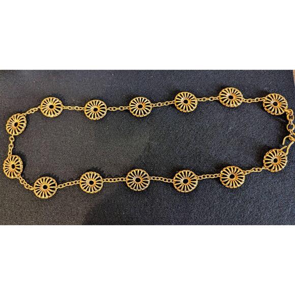 Source Unknown Jewelry - Vintage Necklace Womens 17 Inch Gold Tone Circle Hook Closure Statement Elegant